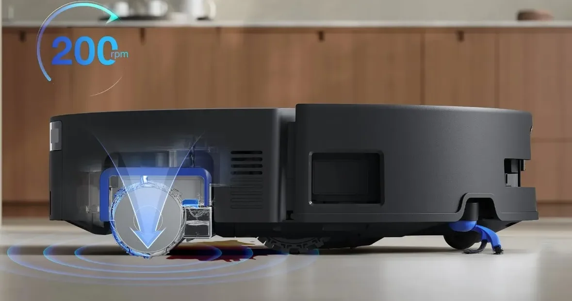 Nærbilde av børstene på Ecovacs Deebot T80 Omni